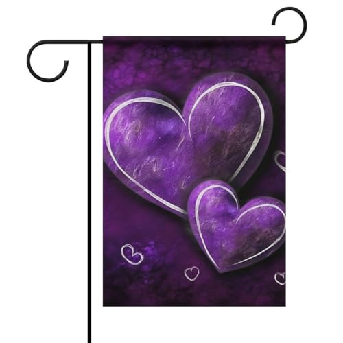Gartenflagge mit violetten Herzen, doppelseitig, 30,5 x 45,7 cm, Gartenflaggen, saisonale Willkommensflagge, Dekoration für den Außenbereich Gartenflagge mit violetten Herzen, doppelseitig, 30,5 x 45,7 cm, Gartenflaggen, saisonale Willkommensflagge, Dekoration für den Außenbereich von DWTJKMS