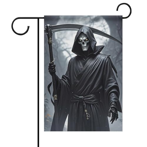 Grim Reaper Sommer-Gartenflagge, doppelseitig, 30,5 x 45,7 cm, Gartenflaggen, saisonale Willkommensflagge für den Außenbereich, Dekoration von DWTJKMS