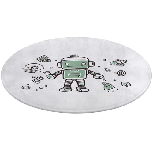 Line Roboter, runder Teppich, weich, saugfähig, Badematte, Eingangsbereich, rutschfest, Bauernhaus, 60 x 60 cm, für Schlafzimmer, Wohnzimmer, Heimdekoration Line Roboter, runder Teppich, weich, saugfähig, Badematte, Eingangsbereich, rutschfest, Bauernhaus, 60 x 60 cm, für Schlafzimmer, Wohnzimmer, Heimdekoration von DWTJKMS