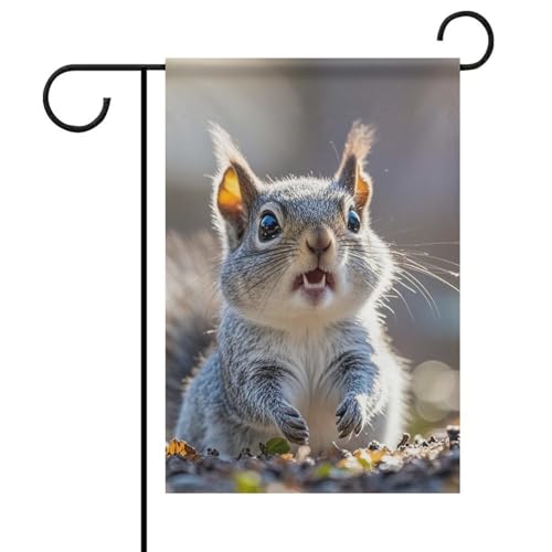 Lustige niedliche Eichhörnchen-Sommer-Gartenflagge, doppelseitig, 30,5 x 45,7 cm, Gartenflaggen, saisonale Willkommensflagge, Dekoration für den Außenbereich von DWTJKMS