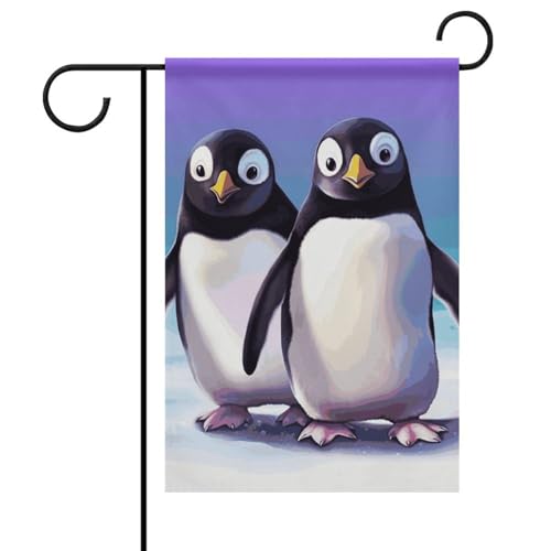 Niedliche Pinguin-Sommer-Gartenflagge, doppelseitig, 30,5 x 45,7 cm, Gartenflaggen, saisonale Willkommensflagge, Dekoration für den Außenbereich von DWTJKMS