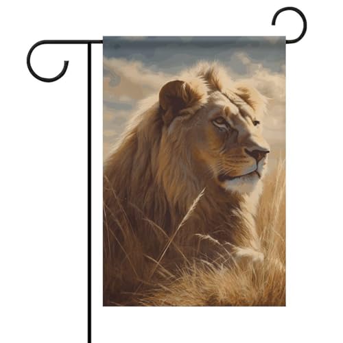 Prärie-Löwen-Sommer-Gartenflagge, doppelseitig, 30,5 x 45,7 cm, Gartenflaggen, Frühlingssonne, Gartenflagge, saisonale Willkommensflagge, Dekoration für den Außenbereich von DWTJKMS