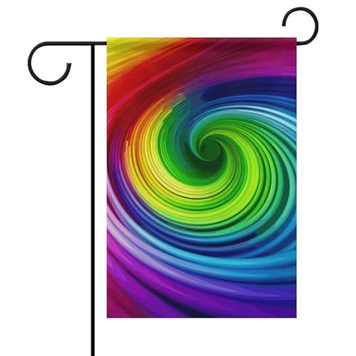 Regenbogen-Spiral-Sommer-Gartenflagge, doppelseitig, 30,5 x 45,7 cm, Gartenflaggen, saisonale Willkommensflagge, Dekoration für den Außenbereich von DWTJKMS