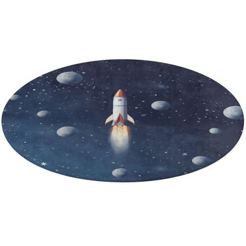 Rocket in Space Runder Teppich, weich, saugfähig, Badematte, Eingangsbereich, rutschfest, Bauernhaus, 80 x 80 cm, für Schlafzimmer, Wohnzimmer, Heimdekoration Rocket in Space Runder Teppich, weich, saugfähig, Badematte, Eingangsbereich, rutschfest, Bauernhaus, 80 x 80 cm, für Schlafzimmer, Wohnzimmer, Heimdekoration von DWTJKMS
