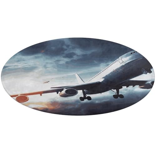 Runder Flugzeug-Teppich, weich, saugfähig, Badematte, Eingangsbereich, rutschfeste Teppiche, Bauernhaus, Haustürmatte, 60 x 60 cm, für Schlafzimmer, Wohnzimmer, Heimdekoration Runder Flugzeug-Teppich, weich, saugfähig, Badematte, Eingangsbereich, rutschfeste Teppiche, Bauernhaus, Haustürmatte, 60 x 60 cm, für Schlafzimmer, Wohnzimmer, Heimdekoration von DWTJKMS