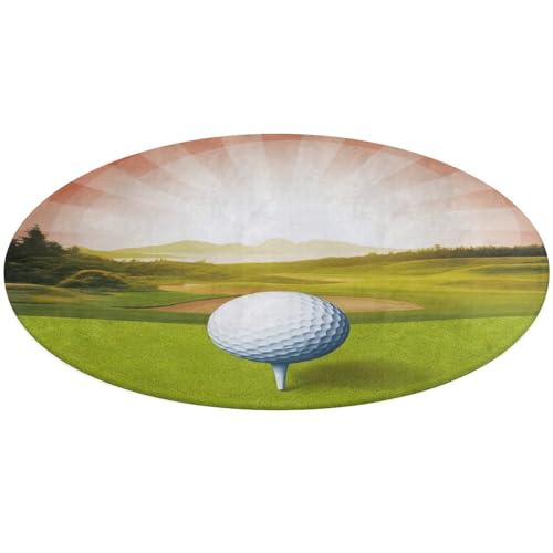 Runder Golf-Teppich, weich, saugfähig, Badematte, Eingangsbereich, rutschfest, Bauernhaus, 90 x 90 cm, für Schlafzimmer, Wohnzimmer, Heimdekoration von DWTJKMS