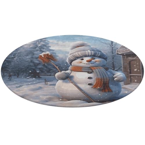Runder Schneemann-Teppich, weich, saugfähig, Badematte, Eingangsbereich, rutschfest, Bauernhaus, 90 x 90 cm, für Schlafzimmer, Wohnzimmer, Heimdekoration Runder Schneemann-Teppich, weich, saugfähig, Badematte, Eingangsbereich, rutschfest, Bauernhaus, 90 x 90 cm, für Schlafzimmer, Wohnzimmer, Heimdekoration von DWTJKMS