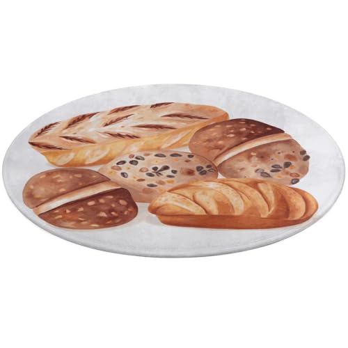 Runder Teppich, bemalt, Brot, weich, saugfähig, für Eingangsbereich, rutschfest, Bauernhaus, 60 x 60 cm, für Schlafzimmer, Wohnzimmer, Heimdekoration Runder Teppich, bemalt, Brot, weich, saugfähig, für Eingangsbereich, rutschfest, Bauernhaus, 60 x 60 cm, für Schlafzimmer, Wohnzimmer, Heimdekoration von DWTJKMS