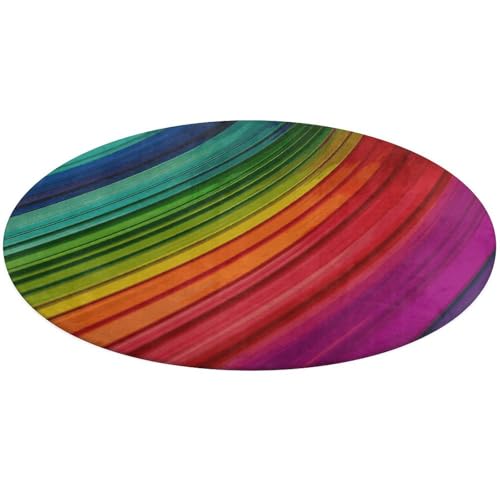 Runder Teppich in Regenbogenfarben, gestreift, weich, saugfähig, für Eingangsbereich, rutschfeste Teppiche, Bauernhaus, Haustürmatte, 60 x 60 cm, für Schlafzimmer, Wohnzimmer, Heimdekoration Runder Teppich in Regenbogenfarben, gestreift, weich, saugfähig, für Eingangsbereich, rutschfeste Teppiche, Bauernhaus, Haustürmatte, 60 x 60 cm, für Schlafzimmer, Wohnzimmer, Heimdekoration von DWTJKMS