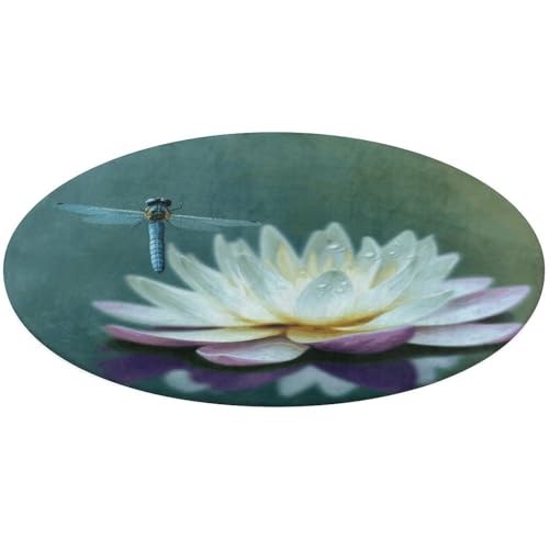 Runder Teppich mit Libelle mit Seerose, weich, saugfähig, Badematte, Eingangsbereich, rutschfest, Bauernhaus, 60 x 60 cm, für Schlafzimmer, Wohnzimmer, Heimdekoration Runder Teppich mit Libelle mit Seerose, weich, saugfähig, Badematte, Eingangsbereich, rutschfest, Bauernhaus, 60 x 60 cm, für Schlafzimmer, Wohnzimmer, Heimdekoration von DWTJKMS