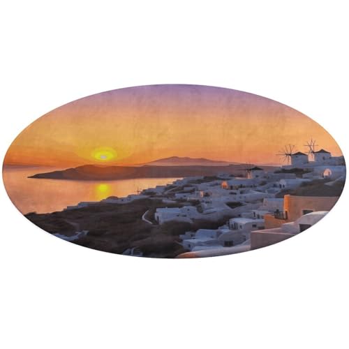 Runder Teppich mit Sonnenuntergangslandschaft, weich, saugfähig, für Eingangsbereich, rutschfest, Bauernhaus, 60 x 60 cm, für Schlafzimmer, Wohnzimmer, Heimdekoration Runder Teppich mit Sonnenuntergangslandschaft, weich, saugfähig, für Eingangsbereich, rutschfest, Bauernhaus, 60 x 60 cm, für Schlafzimmer, Wohnzimmer, Heimdekoration von DWTJKMS