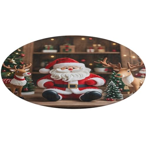 Runder Teppich mit Weihnachtsmann-Puppe, Rentier-Modell, weich, saugfähig, Badematte, Eingangsbereich, rutschfest, Bauernhaus, 60 x 60 cm, für Schlafzimmer, Wohnzimmer, Heimdekoration Runder Teppich mit Weihnachtsmann-Puppe, Rentier-Modell, weich, saugfähig, Badematte, Eingangsbereich, rutschfest, Bauernhaus, 60 x 60 cm, für Schlafzimmer, Wohnzimmer, Heimdekoration von DWTJKMS