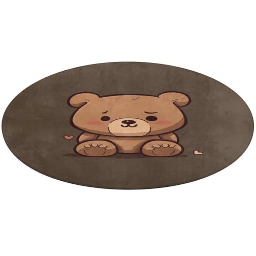 Runder Teppich mit niedlichem Bär, weich, saugfähig, für Eingangsbereich, rutschfest, Bauernhaus, 90 x 90 cm, für Schlafzimmer, Wohnzimmer, Heimdekoration Runder Teppich mit niedlichem Bär, weich, saugfähig, für Eingangsbereich, rutschfest, Bauernhaus, 90 x 90 cm, für Schlafzimmer, Wohnzimmer, Heimdekoration von DWTJKMS