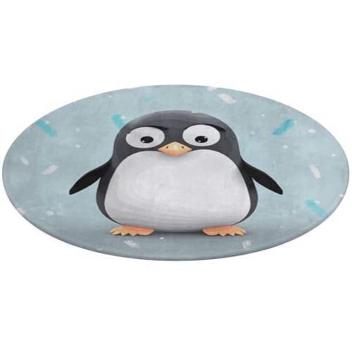 Runder Teppich mit niedlichem Pinguin, weich, saugfähig, für Eingangsbereich, rutschfest, Bauernhaus, 80 x 80 cm, für Schlafzimmer, Wohnzimmer, Heimdekoration Runder Teppich mit niedlichem Pinguin, weich, saugfähig, für Eingangsbereich, rutschfest, Bauernhaus, 80 x 80 cm, für Schlafzimmer, Wohnzimmer, Heimdekoration von DWTJKMS