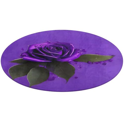 Runder Teppich mit violettem Rosenmuster, weich, saugfähig, für Eingangsbereich, rutschfest, Bauernhaus, 80 x 80 cm, für Schlafzimmer, Wohnzimmer, Heimdekoration Runder Teppich mit violettem Rosenmuster, weich, saugfähig, für Eingangsbereich, rutschfest, Bauernhaus, 80 x 80 cm, für Schlafzimmer, Wohnzimmer, Heimdekoration von DWTJKMS