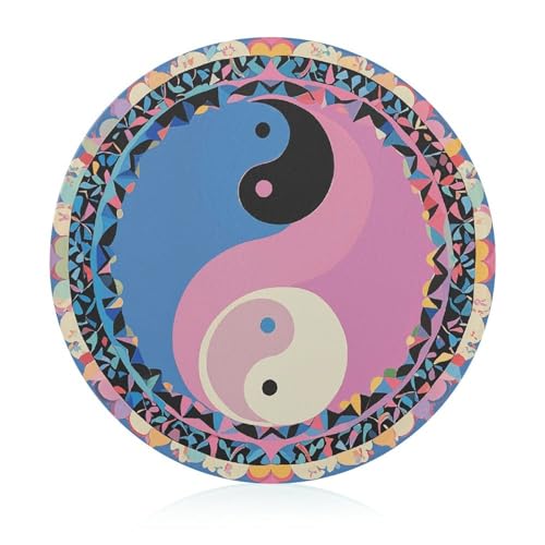 Schneidebrett mit Yin-Yang-Muster, runder Schneideblock aus gehärtetem Glas, einzigartige Küchen-Schneidebretter für Pizza, Gemüse, Obst, Käse und Wurstwaren von DWTJKMS
