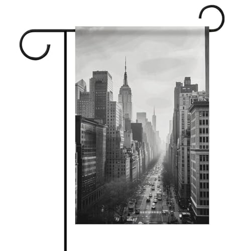 Schwarze und weiße New York Sommer-Gartenflagge, doppelseitig, 30,5 x 45,7 cm, Gartenflaggen, saisonale Willkommensflagge für den Außenbereich, Dekoration von DWTJKMS