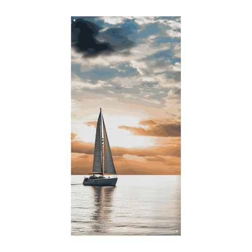 Türbanner mit Segelboot auf dem Meer, dekoratives Willkommensschild, Muster, Haustürschild, Banner, Party-Hintergrund, Banner, Hintergrund, Veranda, Hängeschild, Partyzubehör Türbanner mit Segelboot auf dem Meer, dekoratives Willkommensschild, Muster, Haustürschild, Banner, Party-Hintergrund, Banner, Hintergrund, Veranda, Hängeschild, Partyzubehör von DWTJKMS