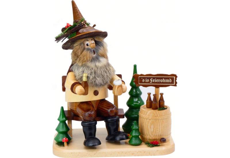 DWU - Drechselwerkstatt Uhlig Räuchermännchen Waldwichtel Feierabend auf Bank (26cm) Räuchermann von Drechselwerkst von DWU - Drechselwerkstatt Uhlig