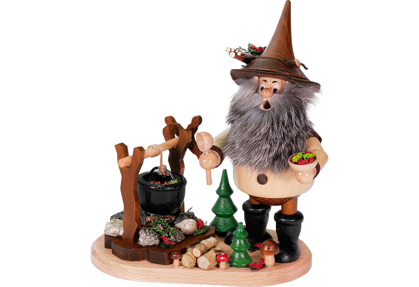 DWU - Drechselwerkstatt Uhlig Räuchermännchen Wichtel am Gulaschkocher (26cm) Räuchermann von Drechselwerkstatt Uhli von DWU - Drechselwerkstatt Uhlig