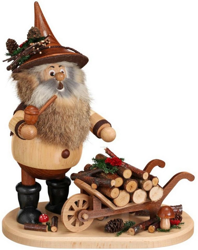 DWU - Drechselwerkstatt Uhlig Räuchermännchen Wichtel mit Schiebock - Höhe: 25 cm - Handarbeit aus dem Erzgebirge, (1 St), Handarbeit aus dem Erzgebirge von DWU - Drechselwerkstatt Uhlig