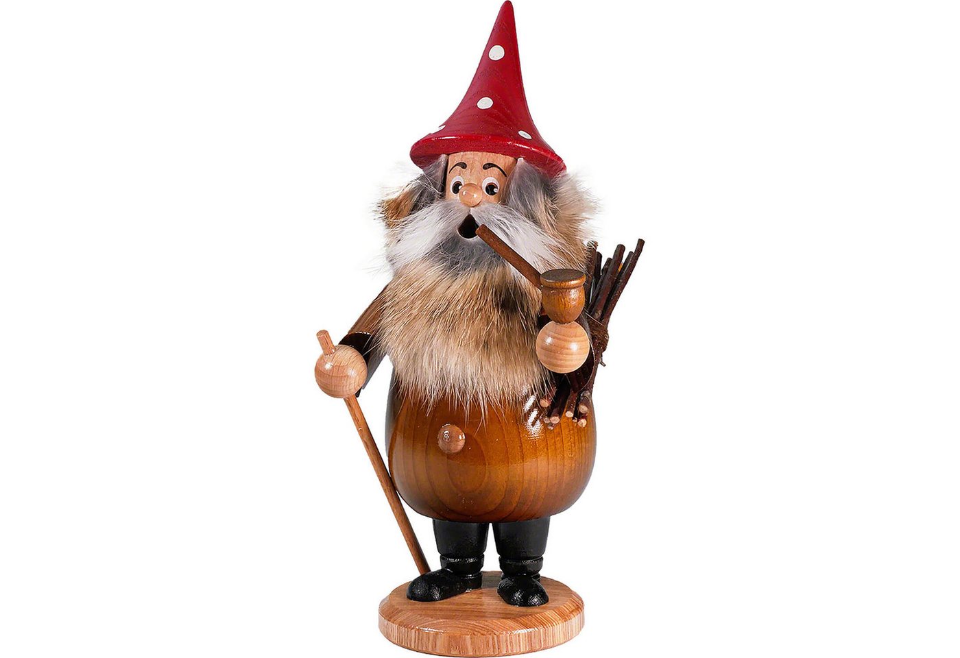 DWU - Drechselwerkstatt Uhlig Räuchermännchen Wurzelzwerg braun mit rotem Hut (19cm) Räuchermann von Drechselwerksta von DWU - Drechselwerkstatt Uhlig