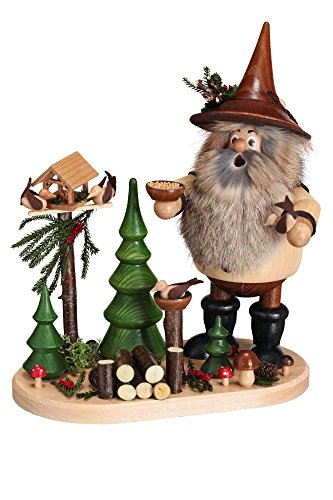 Drechselwerkstatt Uhlig DWU | Handgefertigter Waldwichtel | Traditionelles Räuchermännchen aus dem Erzgebirge | Weihnachtsdeko | 26 cm | Vogelfreund von DWU