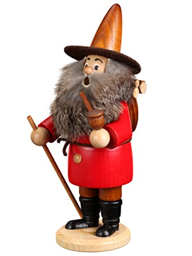 DWU Original Erzgebirgischer Räuchermann® Wichtel Holzsammler rot 949 von DWU