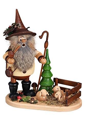 Drechselwerkstatt Uhlig DWU | Handgefertigter Waldwichtel | Traditionelles Räuchermännchen aus dem Erzgebirge | Weihnachtsdeko | 26 cm | Schäfer von DWU