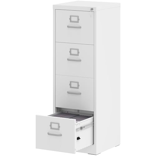 DWVO Aktenschrank mit 4 Schubladen, abschließbar, vertikale Aufbewahrung für Brief/Recht/A4, Kippschutz-Design mit Queue-Kartenschlitz, weißer Aktenschrank für Büro oder Zuhause (45,8 x 45 x 133 cm) DWVO Aktenschrank mit 4 Schubladen, abschließbar, vertikale Aufbewahrung für Brief/Recht/A4, Kippschutz-Design mit Queue-Kartenschlitz, weißer Aktenschrank für Büro oder Zuhause (45,8 x 45 x 133 cm) von DWVO