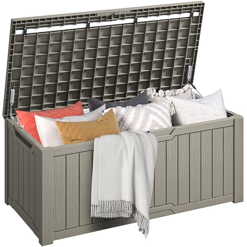 DWVO Gartenbox|450 Liter 142.1x67.6x60cm|Auflagenbox Aufbewahrungsbox Garten Kissenbox Outdoor Gartentruhe |Wasserdicht Gasdruckfeder|Für Sitzauflagen Gartengeräte & Kinderspielzeug|Hellbraun DWVO Gartenbox|450 Liter 142.1x67.6x60cm|Auflagenbox Aufbewahrungsbox Garten Kissenbox Outdoor Gartentruhe |Wasserdicht Gasdruckfeder|Für Sitzauflagen Gartengeräte & Kinderspielzeug|Hellbraun von DWVO