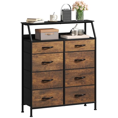 DWVO Kommode mit 8 Stoffschubladen und Griffen, Stabiler Stahlrahmen, Langlebig und Platzsparend für Schlafzimmer und Wohnzimmer,Rustikal Braun DWVO Kommode mit 8 Stoffschubladen und Griffen, Stabiler Stahlrahmen, Langlebig und Platzsparend für Schlafzimmer und Wohnzimmer,Rustikal Braun von DWVO