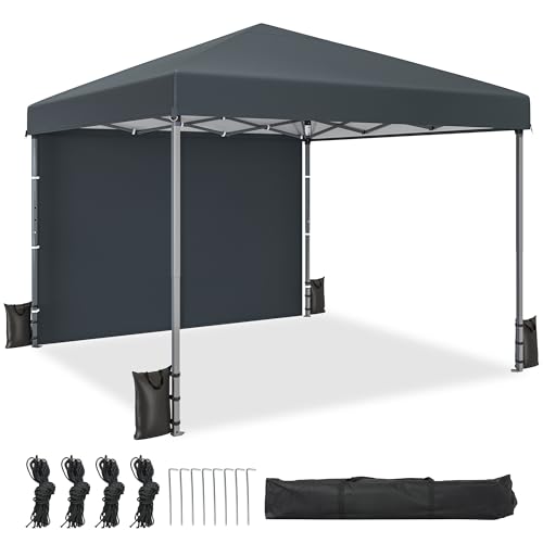 DWVO Pavillon Faltpavillon, Faltbarer Stabil Pop up Wetterfester Gartenpavillon mit Schutz, höhenverstellbar für alle Jahreszeiten ideal für Märkte Pool Wasserdicht und robust 3x3M Grau von DWVO