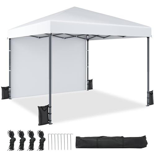 DWVO Pavillon Faltpavillon, Faltbarer Stabil Pop up Wetterfester Gartenpavillon mit Schutz, höhenverstellbar für alle Jahreszeiten ideal für Märkte Pool Wasserdicht und robust 3x3M Weiß von DWVO