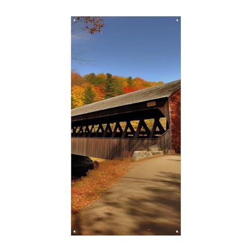 Albany Überdachte Brücke Tür Vorhang Banner Wandbehang Banner Hintergrund Augenbinde Vorhang Willkommen Eingang Schild für Partys Festliche Feiern von DWVSFJM