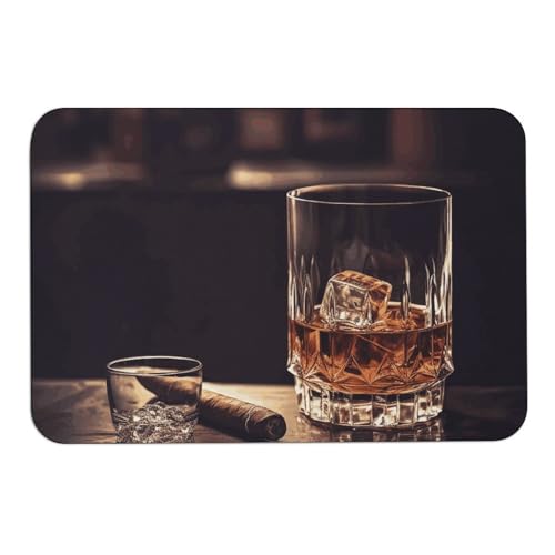 Badematte mit Whisky und Zigarren, Kieselalgen-Schlamm, absorbiert Feuchtigkeit und Schmutz, Fußmatte mit rutschfester Gummi-Rückseite, Bodenmatte passt unter die Tür, für Badezimmerboden, Badewanne Badematte mit Whisky und Zigarren, Kieselalgen-Schlamm, absorbiert Feuchtigkeit und Schmutz, Fußmatte mit rutschfester Gummi-Rückseite, Bodenmatte passt unter die Tür, für Badezimmerboden, Badewanne von DWVSFJM