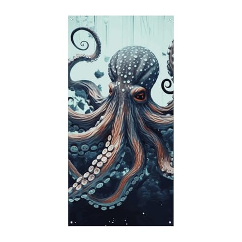 Coole Octopus Türvorhang Banner Wandbehang Banner Hintergrund Augenbinde Vorhang Willkommen Eingang Schild für Partys Festliche Feiern von DWVSFJM