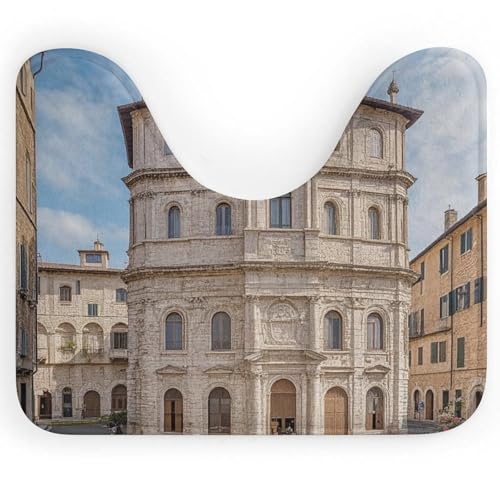 DWVSFJM Italian Small Town U-förmiger WC-Vorleger, 40,6 x 50,8 cm, saugfähiges Wasser, schnell trocknend, Badezimmerteppich, rutschfest, leicht zu reinigen, Bodenmatte für Badewanne, Waschbecken von DWVSFJM