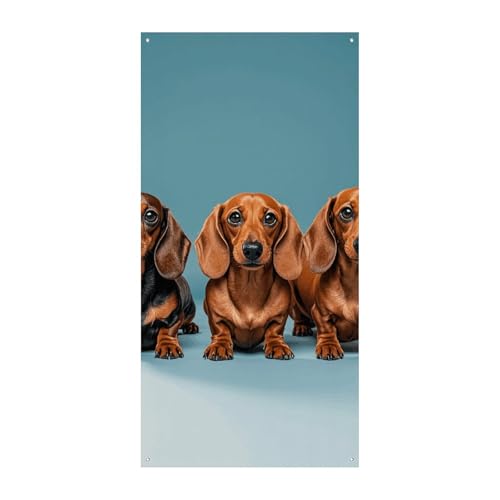 Drei Dackel Türvorhang Banner Wandbehang Banner Hintergrund Augenbinde Vorhang Willkommen Eingang Schild für Partys, Festliche Feiern von DWVSFJM