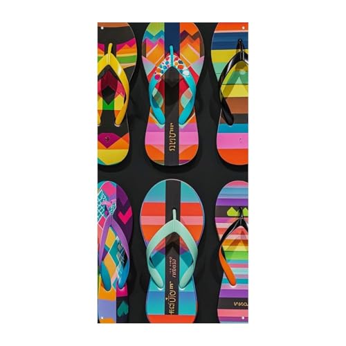 Flip Flops Türvorhang Banner Wandbehang Banner Hintergrund Augenbinde Vorhang Willkommen Eingang Schild für Partys, Festliche Feiern von DWVSFJM