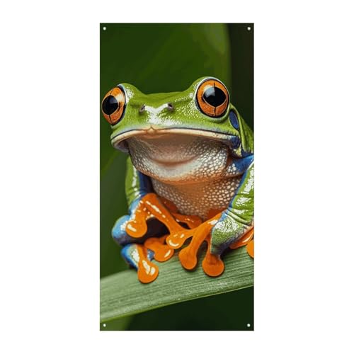 Friedensbaum Frosch Türvorhang Banner Wandbehang Banner Hintergrund Augenbinde Vorhang Willkommen Eingang Schild für Partys, Festliche Feiern von DWVSFJM