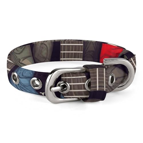 Hundehalsband mit Gitarrenmuster, verstellbar, weich und bequem, Welpenhalsbänder mit Metallschnalle, Haustierhalsband für kleine, mittelgroße Haustiere von DWVSFJM