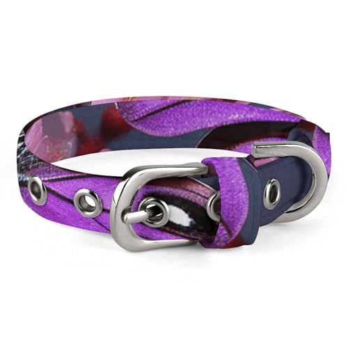 Hundehalsband mit Schmetterlingsmotiv, verstellbar, weich und bequem, mit Metallschnalle, für kleine, mittelgroße Haustiere, Violett Hundehalsband mit Schmetterlingsmotiv, verstellbar, weich und bequem, mit Metallschnalle, für kleine, mittelgroße Haustiere, Violett von DWVSFJM