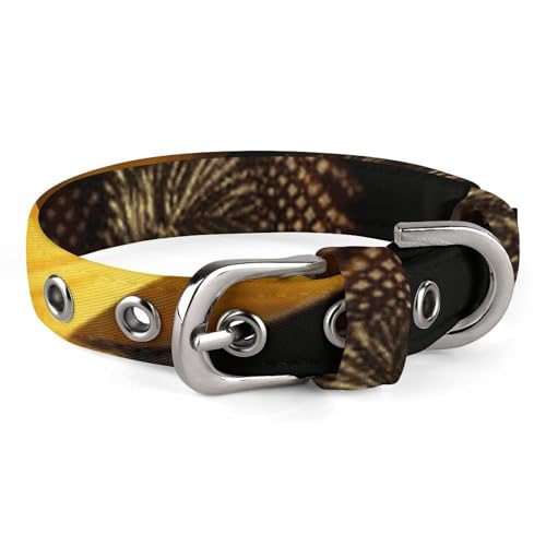 Hundehalsband mit Sonnenblume auf schwarzem Hintergrund, verstellbar, weich und bequem, Welpenhalsbänder mit Metallschnalle, Haustierhalsband für kleine, mittelgroße Haustiere von DWVSFJM