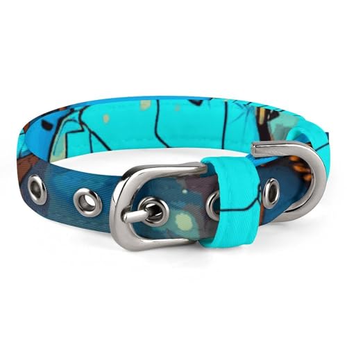 Hundehalsband mit Weltkarte, verstellbar, weich und bequem, Welpenhalsbänder mit Metallschnalle, Haustierhalsband für kleine, mittelgroße Haustiere von DWVSFJM