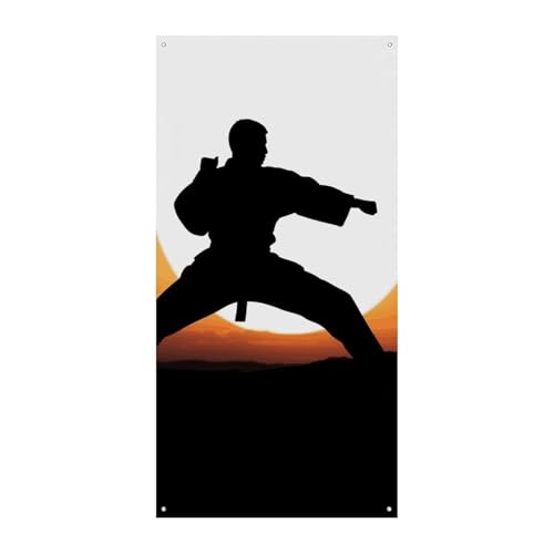 Karate Silhouette Türvorhang Banner Wandbehang Banner Hintergrund Augenbinde Vorhang Willkommen Eingang Schild für Partys Festliche Feiern von DWVSFJM