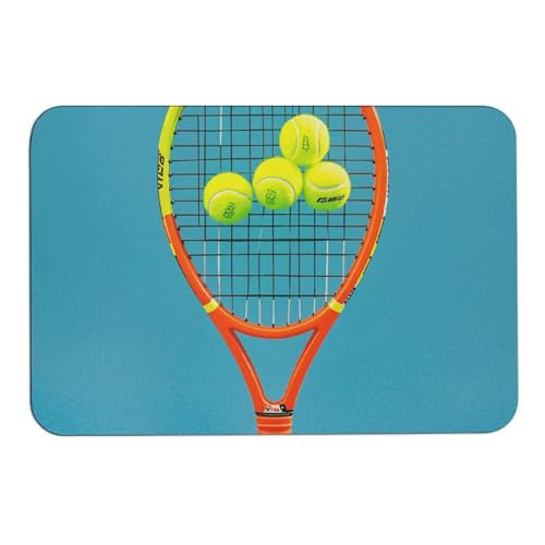 Lustige Badematten für Tennisschläger und Tennisbälle, absorbiert Feuchtigkeit und Schmutz, Fußmatte mit rutschfester Gummi-Unterseite, Bodenmatte passt unter die Tür, für Badezimmerboden, Badewanne Lustige Badematten für Tennisschläger und Tennisbälle, absorbiert Feuchtigkeit und Schmutz, Fußmatte mit rutschfester Gummi-Unterseite, Bodenmatte passt unter die Tür, für Badezimmerboden, Badewanne von DWVSFJM