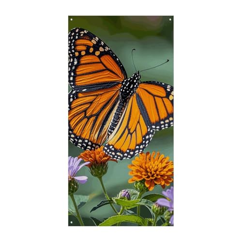 Monarch Schmetterlinge Türvorhang Banner Wandbehang Banner Hintergrund Augenbinde Vorhang Willkommen Eingang Schild für Partys Festliche Feiern von DWVSFJM