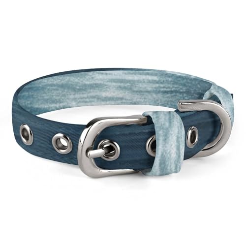 Moon and Sea Hundehalsband, verstellbar, weich und bequem, Welpenhalsbänder mit Metallschnalle, Haustierhalsband für kleine, mittelgroße Haustiere von DWVSFJM