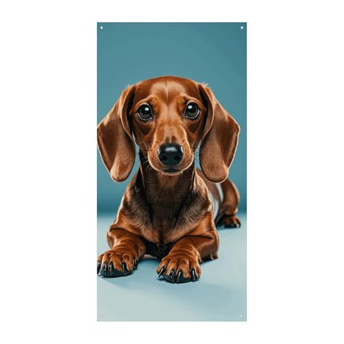 Niedliche Dackel-Hunde Türvorhang Banner Wandbehang Banner Hintergrund Augenbinde Vorhang Willkommen Eingang Schild für Partys Festliche Feiern von DWVSFJM